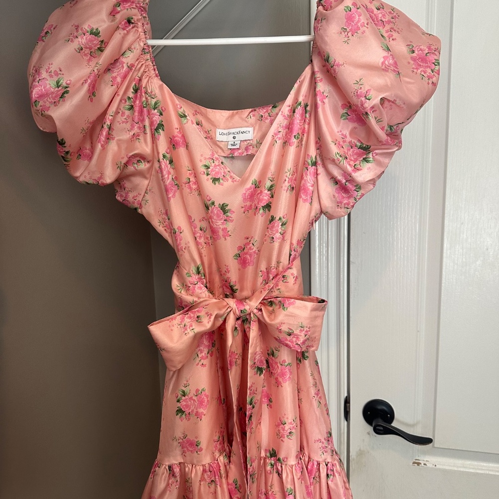LoveShackFancy Target Cecile Puff Sleeve Dress Pink Melon - Picture 3 of 9